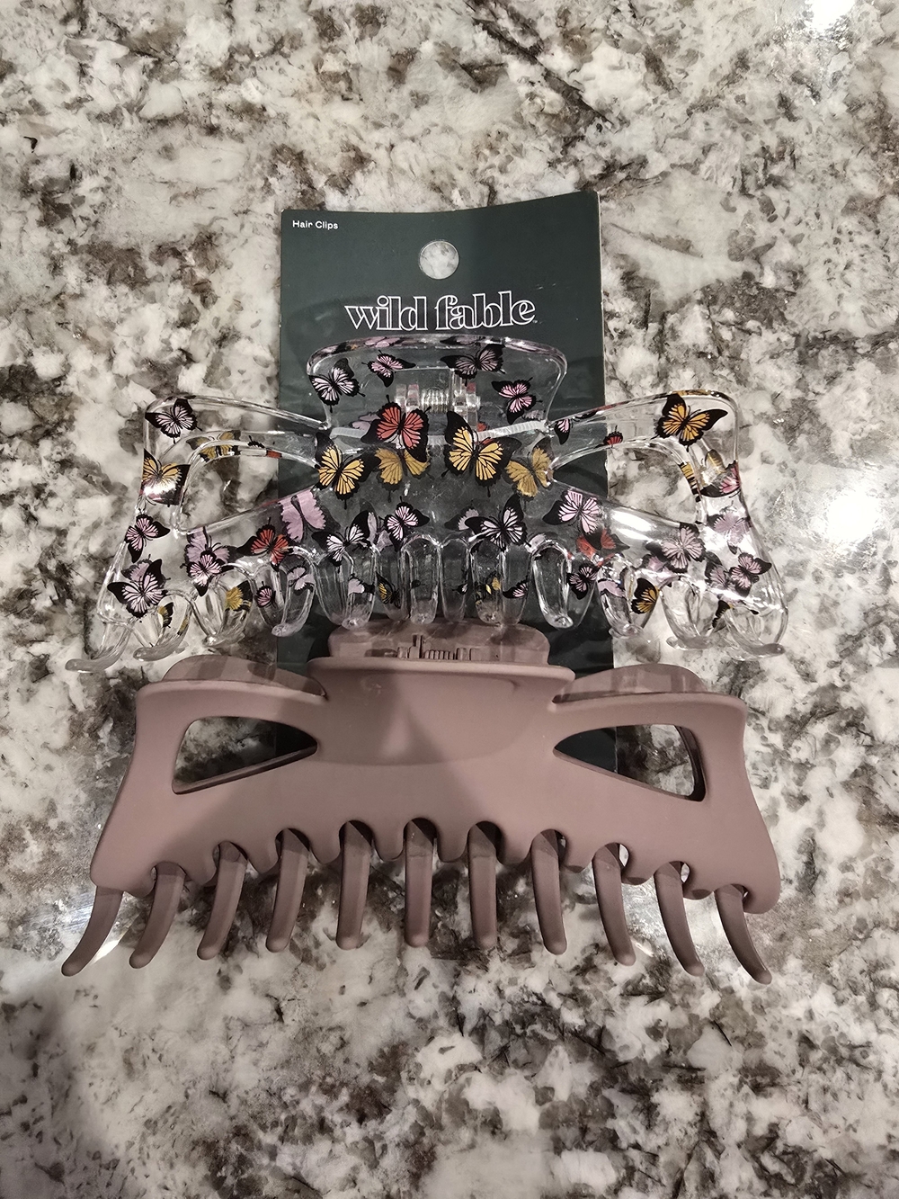 wild fable Mauve Solid and Clear Butterfly Hair Claw Set